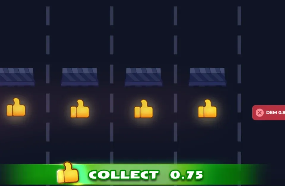Uttaksskjermen i Uncrossable Rush med knappen COLLECT